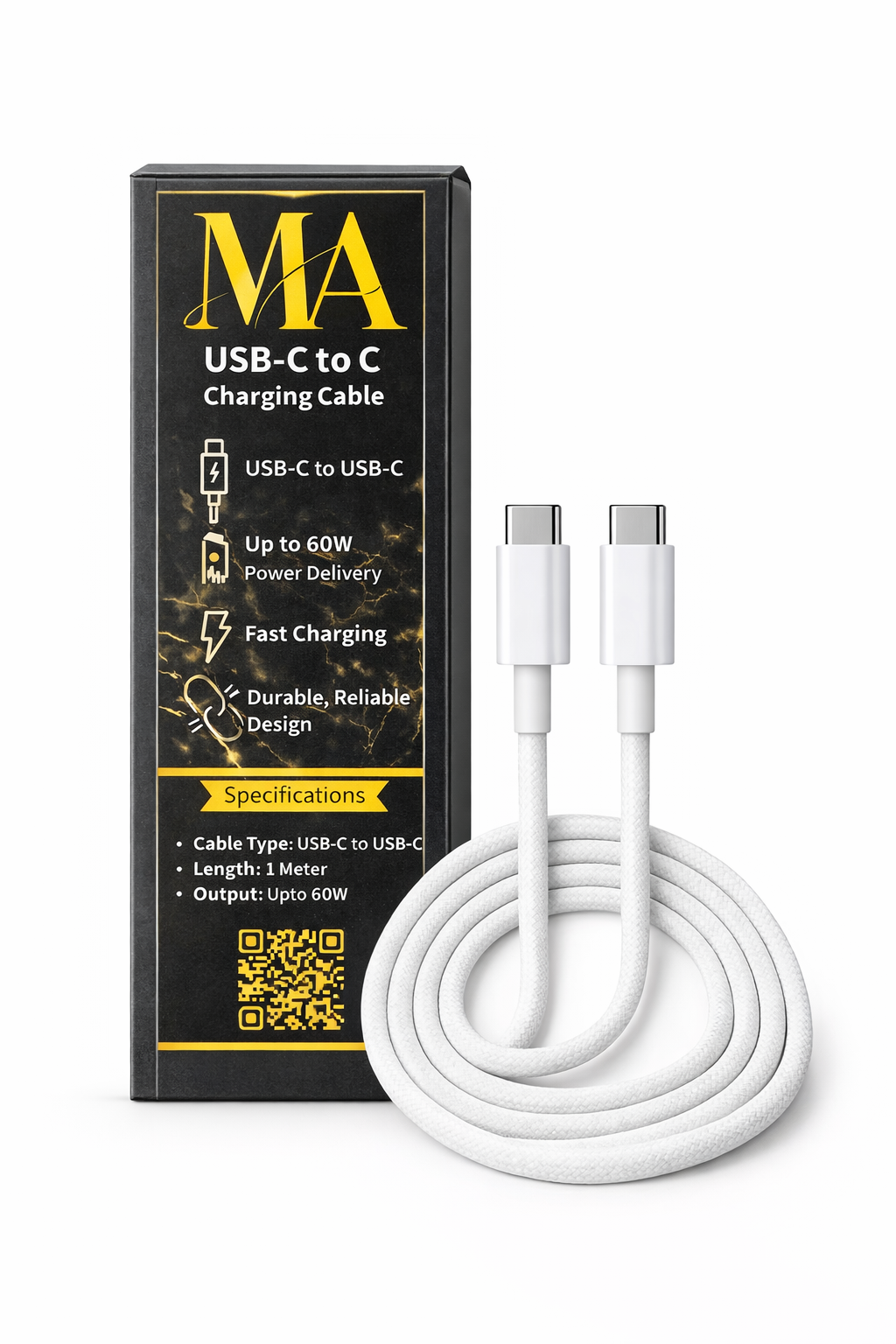 MA 60W USB-C to USB-C Fast Charging Cable (1m,Pvc)