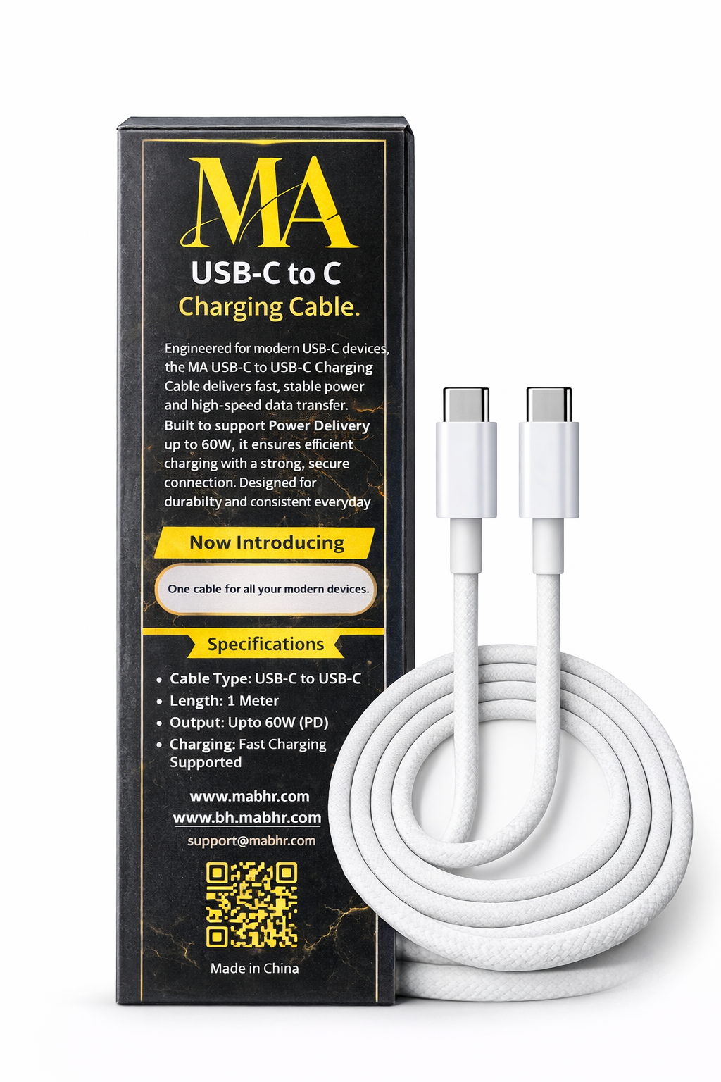 MA 60W USB-C to USB-C Fast Charging Cable (1m,Pvc)