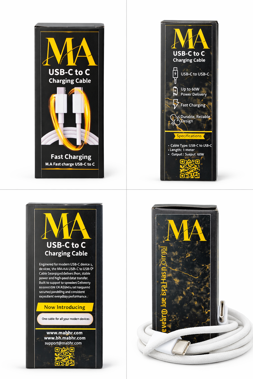 MA 60W USB-C to USB-C Fast Charging Cable (1m,Pvc)